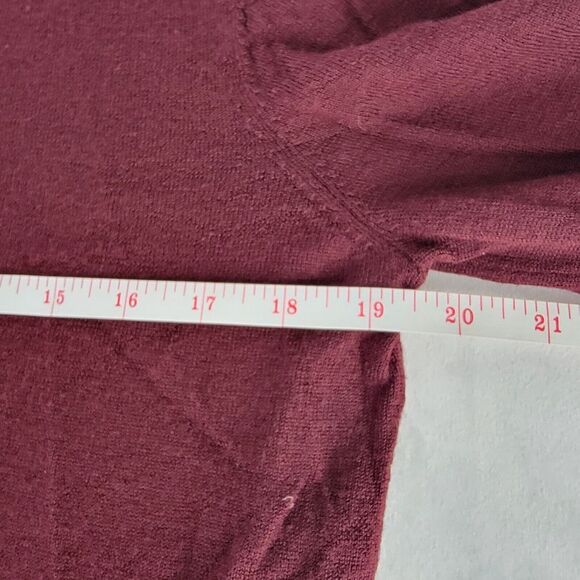 BROLETTO Mens V-Neck Sweater Merino Wool Wine Maroon Long Sleeve Casual Soft - Picture 4 of 7